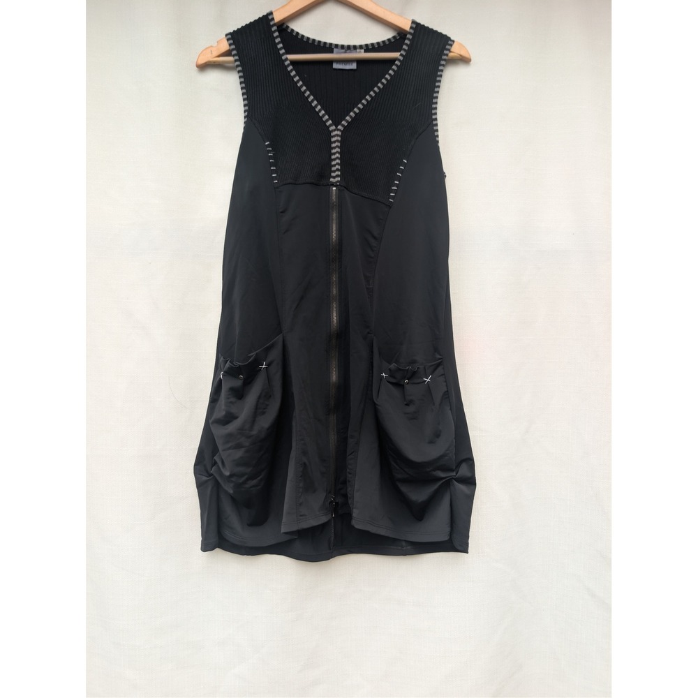 Premise Full Zip Utility Dress Womens T3 Black Mixed Media Nylon Avant Garde